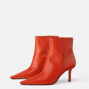 ZARA Leather Pointy Ankle Boots